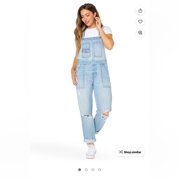 Celebrity Pink Light Blue Denim Overalls - Picture 1 of 5